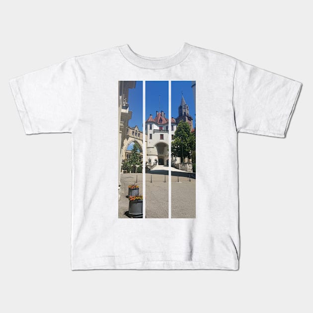 Sigmaringen castle in the Baden-Wurttemberg. Residence of the Hohenzollern earls and princes. It stands on the hill known as Castle Rock. Sunny summer day. Germany (vertical) Kids T-Shirt by fabbroni-art